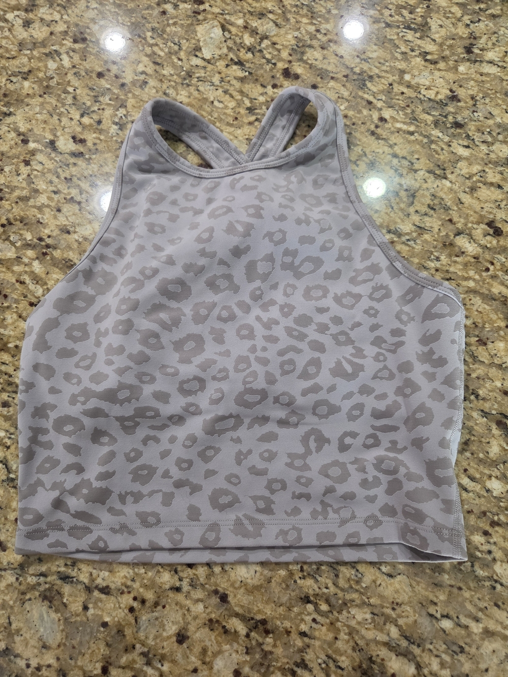 Beyond Yoga Taupe Leopard High Neck Sports Bra Top
